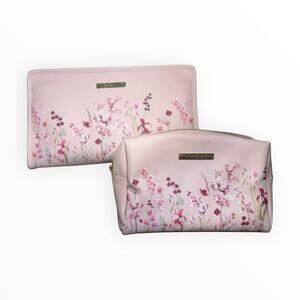 Vince Camuto Pink Floral Cosmetic Bag Set